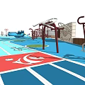 Kids Play Area Design With Winding Tracks Climbing Nets And Interactive Colorful Features