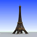Golden Eiffel Tower 3D Model With Detailed Metal Structure And Shadow 3d model