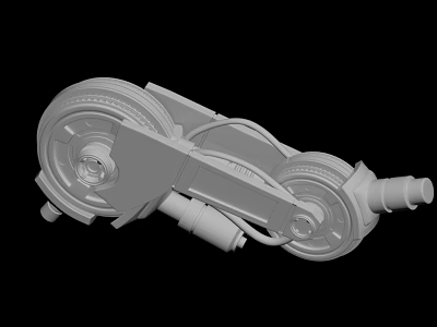 Detailed 3D Rendered Mechanical Component With Dual Wheels And Frame Structure 3d model