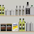 Organized Kitchen Condiment Bottles And Spice Containers On Wooden Shelves