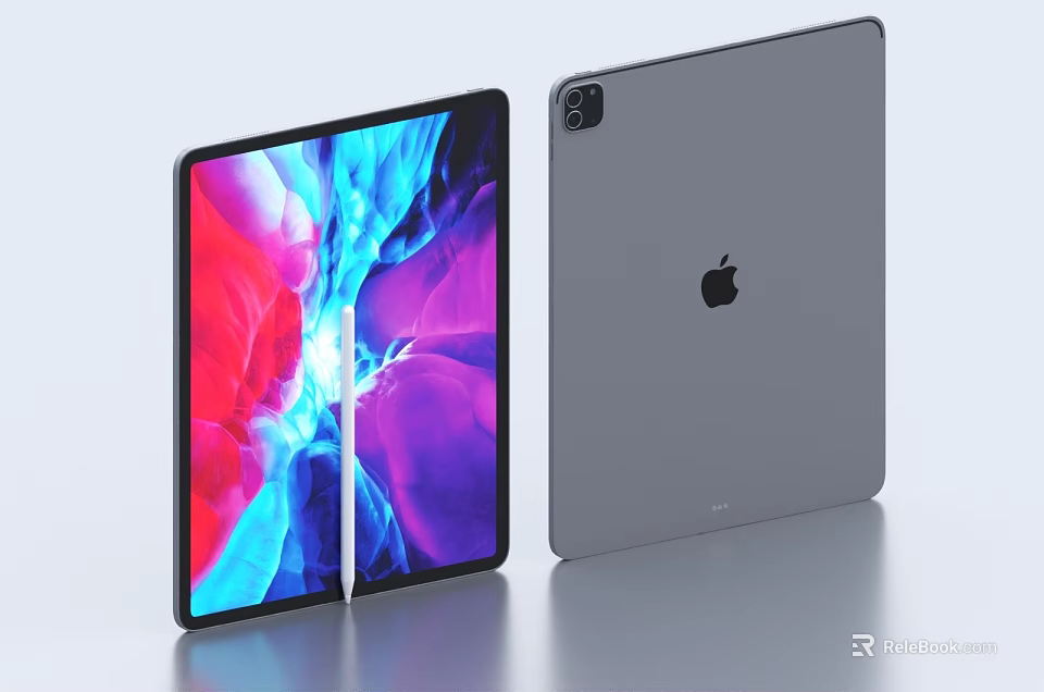 Apple iPad Tablet Front Colorful Display And Back Gray Design With Camera 3d model 