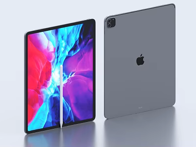 Apple iPad Tablet Front Colorful Display And Back Gray Design With Camera 3d model