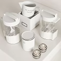 White Stylish Kitchen Storage Containers With Transparent Jars Lids And Different Sizes For Kitchen Countertop