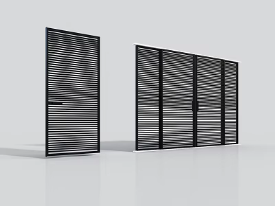 Modern Black Swing Door with Vertical Slats Design for Home Interior 3d model