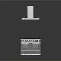 Modern Stainless Steel Range Hood And Gas Stove With Multiple Burners For Kitchen Appliances