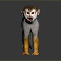 Standing Monkey With Grey And Yellow Fur On Black Background With Reflection 3d model