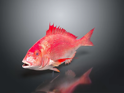 Vibrant Red Aquatic Fish With Spiny Fins Detailed Scales And Striking Appearance 3d model