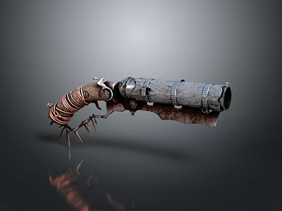 Steampunk Weapon Design Featuring Metal Leather Coiled Wire and Spikes 3d model