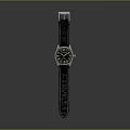 Classic Wristwatch Featuring Black Leather Strap And Metal Analog Dial Design
