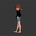 Red Haired Girl Holding Baseball Bat Standing With Adorable Small Dog Companion