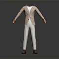 Men's Beige Formal Suit Outfit With Jacket Pants And Leather Shoes