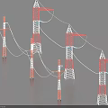 Industrial Equipment High Voltage Transmission Towers With Steel Lattice Structure And Power Lines