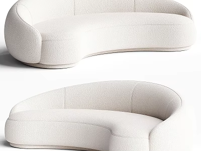 Modern White Curved Sofa Set with Soft Upholstery and Elegant Minimalist Design 3d model