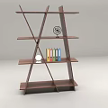 Wooden Display Shelf Unit with Multiple Layers Colorful Books Decorative Ornament and White Round Object