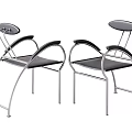 Modern Leisure Chairs With Metal Frame Black Seat And Curved Armrests