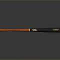 Red And Black Wooden Baseball Bat With Black Grip And Gold Logo Design