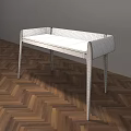 Light Wood Minimalist Desk With Gray Wall And Herringbone Wooden Floor