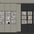Modern Light And Dark Built In Bookcases With Books Decorative Items And Lighting
