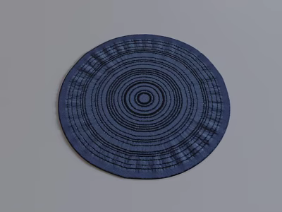 Navy Blue Round Rug With Concentric Circles And Striped Patterns For Home Decor 3d model