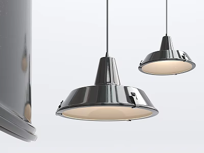 Stylish Modern Chrome Pendant Lights With Conical Shades And Soft Illumination 3d model