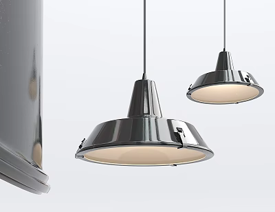 Stylish Modern Chrome Pendant Lights With Conical Shades And Soft Illumination 3d model
