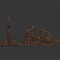 Ruined Red Brick Building Structure With Fragmented Walls And Broken Sections