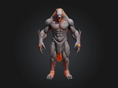 Werewolf game character 3d model
