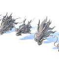 Carved Dragon Head Decorative Ornament Set For Traditional Home Decor