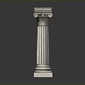 Classical Ionic Column With Marble Fluted Shaft And Voluted Capital