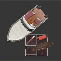 Yacht Display With Small Boat And Platform Setup