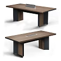 Modern Office Desk With Wooden Top Black Legs And Built-in Cable Slot