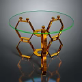 Stylish Golden Hexagonal Structure Round Glass Tabletop for Modern Home Decor