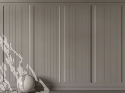 Elegant Modern Interior Design With Gypsum Cornice On Gray Paneled Wall 3d model