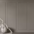 Elegant Modern Interior Design With Gypsum Cornice On Gray Paneled Wall 3d model