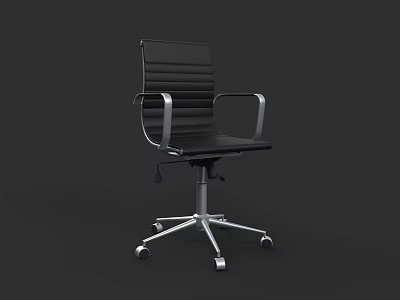 Black Office Chair With Metal Armrests Striped Design Silver Base And Wheels 3d model