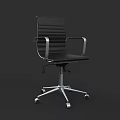 Black Office Chair With Metal Armrests Striped Design Silver Base And Wheels