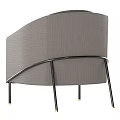Gray Velvet Single Sofa With Curved Armrests And Gold Metal Legs Modern Design