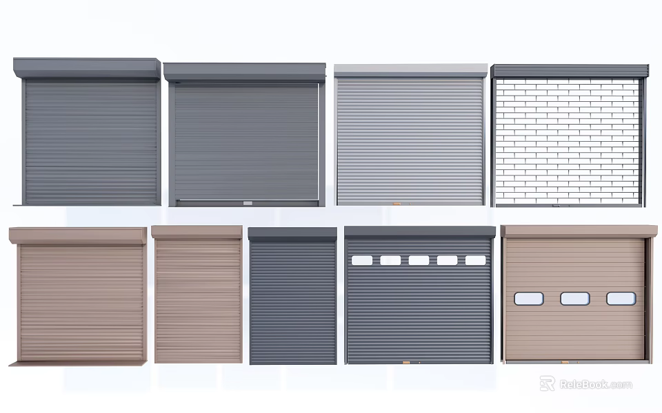 Various Colored Roller Shutters With Different Modern Design Styles For Home Exterior 3d model 