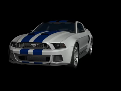 White Sports Car With Blue Stripes Two Door Design And Alloy Wheels 3d model