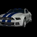 White Sports Car With Blue Stripes Two Door Design And Alloy Wheels