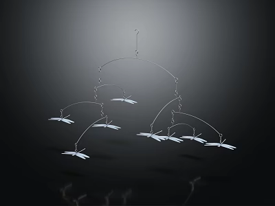 Delicate Dragonfly Hanging Mobile with Metal Wire Frame and Multiple Insect Ornaments for Home Interior Decor 3d model
