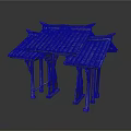 Ancient Traditional Chinese Pavilion Architecture With Multiple Tiled Roofs Overhanging Eaves And Wooden Pillars