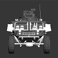 Gray Armored Vehicle Model With Large Tires Spare Tire And Roof Equipment