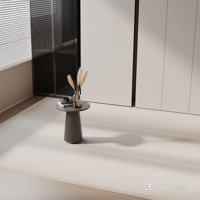 Elegant Modern Side Table Interior With Dried Flowers And Decorative Books 3d model