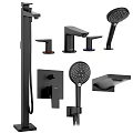 Modern Black Shower System with Handheld Sprayer Overhead Shower and Controls 3d model