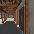 Traditional Ancient Chinese Courtyard Architecture With Grey Walls Black Tiled Roofs And Wooden Columns