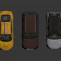 Three Toy Cars in Different Colors Including Yellow Taxi and Brown Silver Models