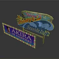 Colorful Decorative Business Signs Featuring Johnny's Seaside Inn And Akira In Concert