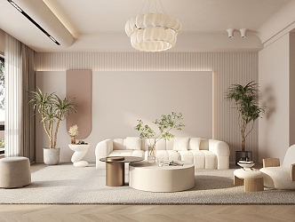 modern living room cream living room 3d model