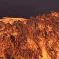 Garden Landscape Design With Rockery Terrain And Orange Blue Lighting Effects